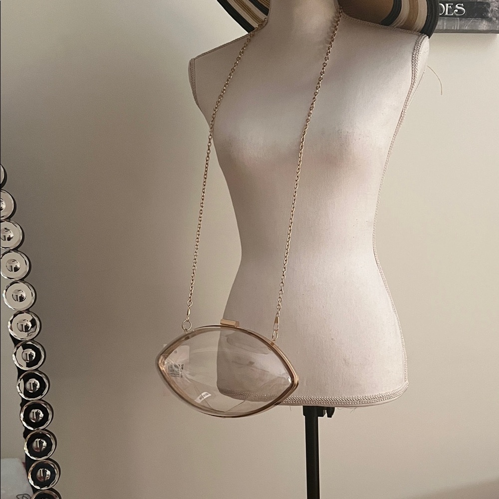 Football purse Chic Transparent Clutch with Gold Chain